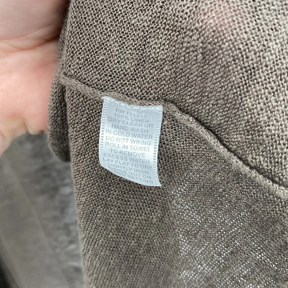 Project Tank Blouse Cardigan Set Womens Sz Medium White Green Striped Linen Cowl - Picture 11 of 13